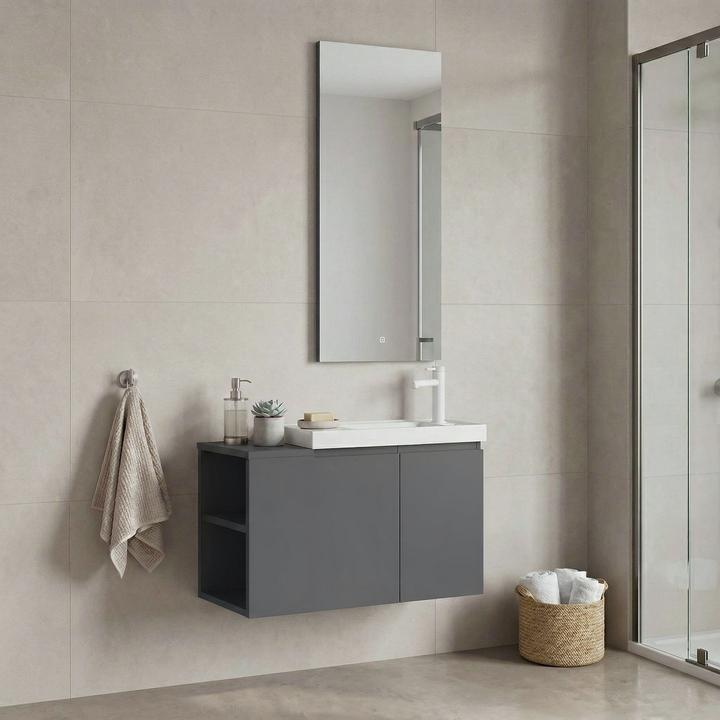 Produktbild Homitis Perla 80 Bathroom Cabinet With Sink & Mirror Set (2 Pieces)