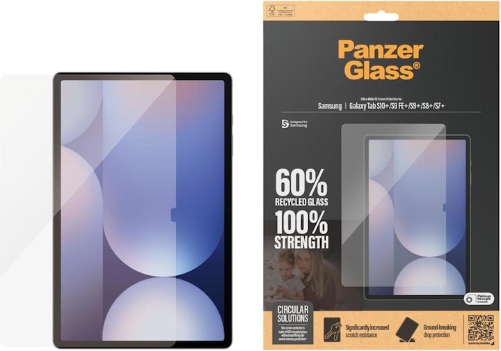 PanzerGlass Ultra-Wide Fit (1 Piece, Galaxy Tab S10+, Galaxy Tab S7+, Galaxy Tab S9+, Galaxy Tab S8+, Galaxy Tab S9 FE+)