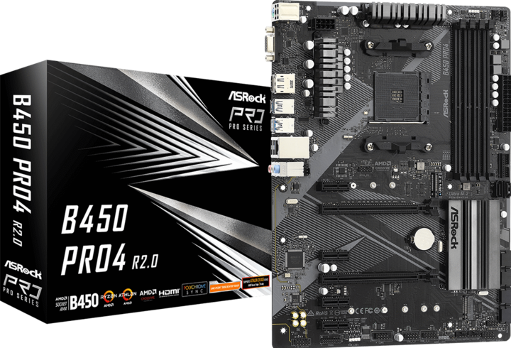 Image du produit AsRock B450 Pro4 R2.0 (AM4, AMD B450, ATX)