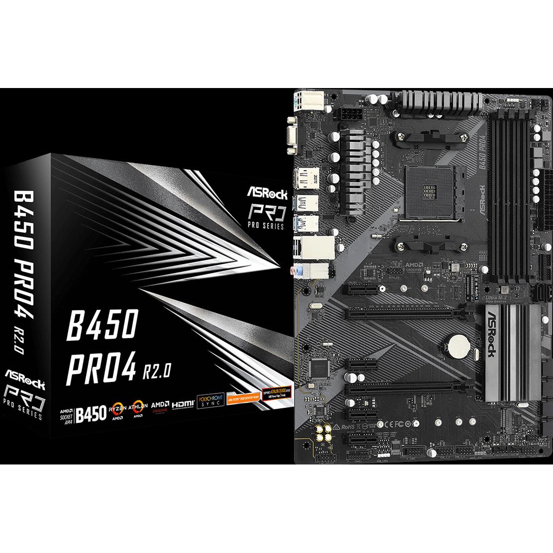 AsRock B450 Pro4 R2.0 (AM4, AMD B450, ATX), Mainboard