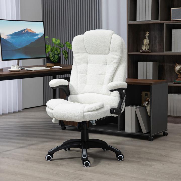 Produktbild Vinsetto Massagestuhl Teddysamt (100% Polyester), Schaumstoff Weiss