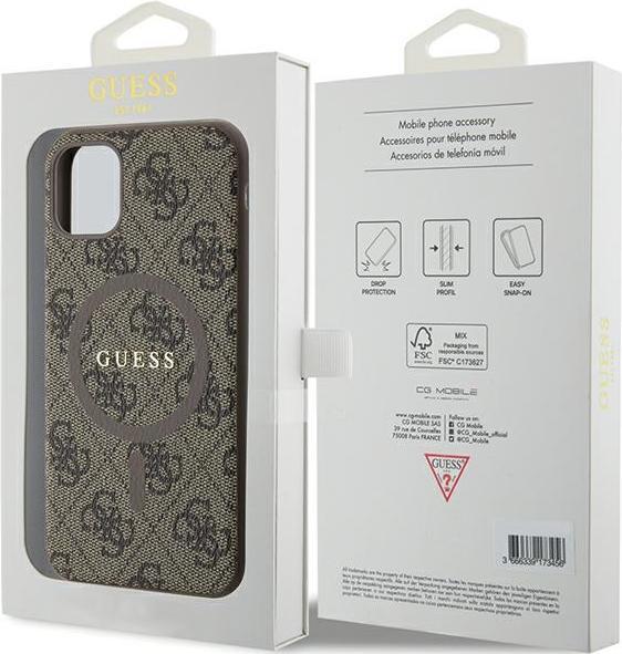 Produktbild Guess GUHMN61G4GFRW iPhone 11 6.1" / Xr brązowy/brown hardcase 4G Collection Leather Metal Logo MagS (Apple iPhone 11, Apple iPhone XR)