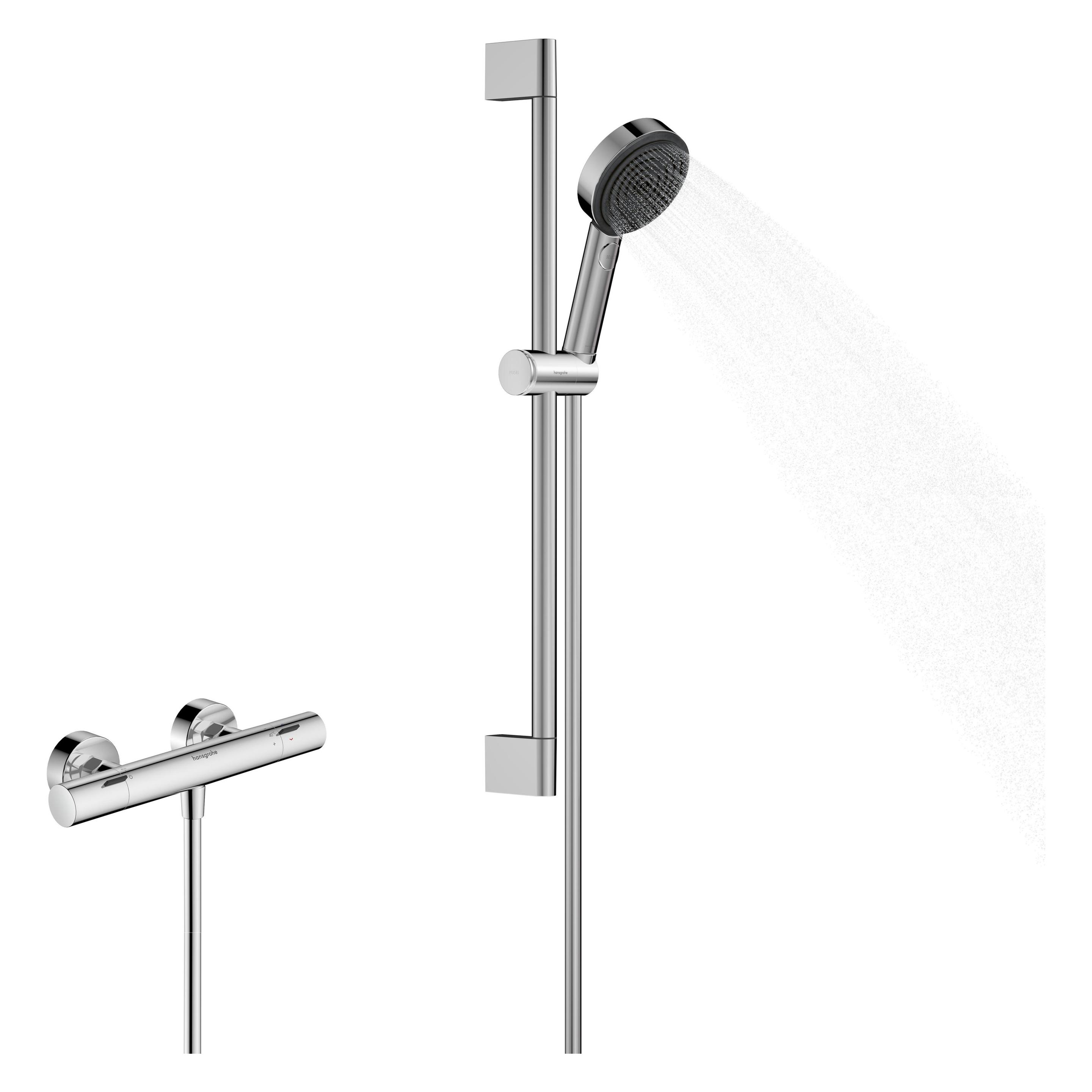 Hansgrohe, Douchesystemen, Pulsify Select S Brauseset 105, 3jet Relaxation, Ecostat Fine, EcoSmart, Brausestange 650m