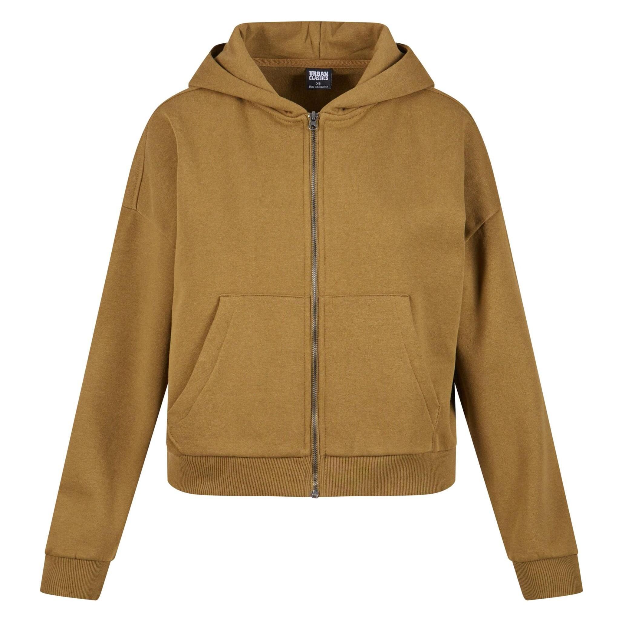 Urban Classics, Unisex, Pullover, Ladies Boxy Zip Hoody - 139445, Grün, (5XL, S)