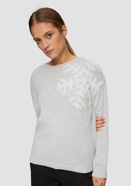 Produktbild S.Oliver Strickpullover Strickpullover mit Schneeflocken-Artwork (XL)