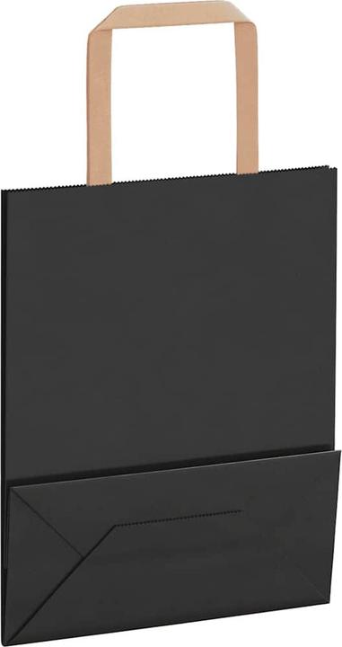 Produktbild VidaXL Kraftpapiertüten 50 Stk. mit Henkel Schwarz 18x8x22 cm Papiertüte (Geschenktüte, 50 x)
