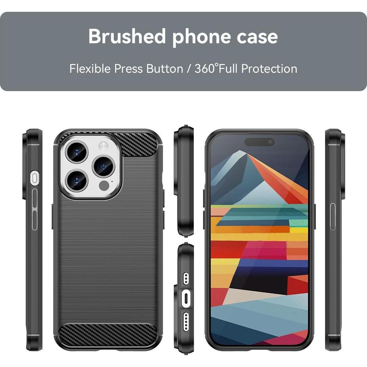 Thumbnail - König Design Hülle Handy Schutz für Apple iPhone 15 Pro Case Cover Tasche Etuis Carbon Bumper (Apple iPhone 15 Pro), Sma...