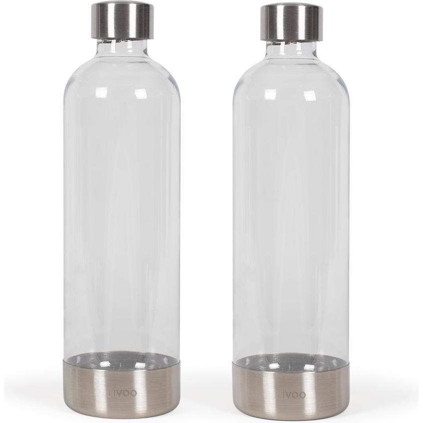 Livoo Set aus 2 Sprudelflaschen, Wassersprudler Zubehör, Transparent