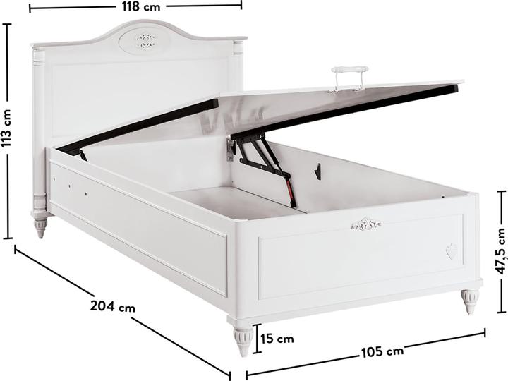 Immagine prodotto Cilek Letto Romantico con Ripostiglio 100x200cm (100 x 200 cm)