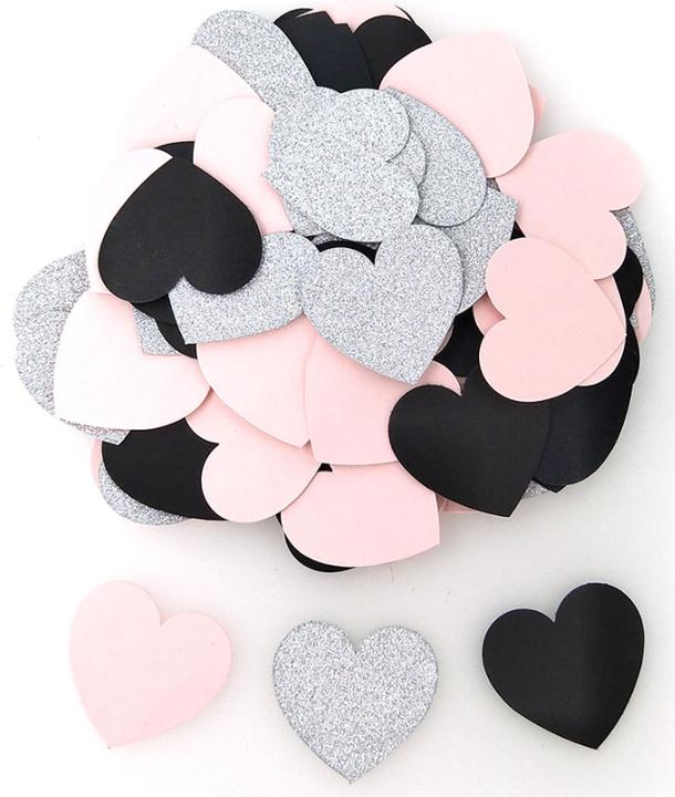 Immagine prodotto Coriandoli a forma di cuore - argento-rosa-nero (100 Pezzo/i)