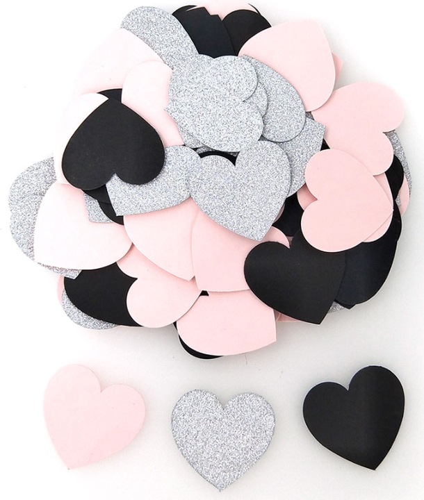 Immagine prodotto Coriandoli a forma di cuore - argento-rosa-nero