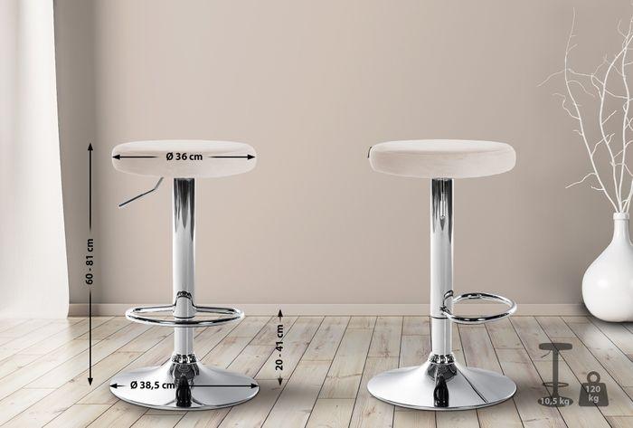 Produktbild Swisshandel24 2er Set Barhocker Ponte Samt chrom, creme