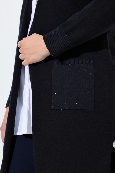 Produktbild Ulla Popken Long-Strickjacke, Pailletten, V-Ausschnitt, Langarm (50, 52)