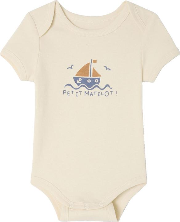 Actual product image Vertbaudet Bio-Kollektion: 3er-Pack mitwachsende Baby Bodys mit kurzen Ärmeln (62)