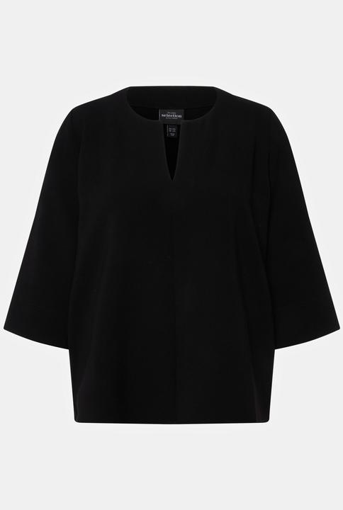 Actual product image Ulla Popken Split Neck 3/4 Sleeve Blouse (54)