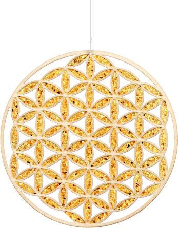 PranaHaus Bernstein-Fensterschmuck „Blume des Lebens“