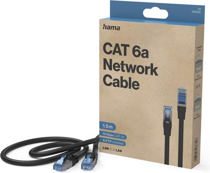 Actual product image Hama Network cable, CAT-6a, 10 Gbit/s, S/FTP shielded, 1.50 m (S/FTP, CAT6a, 1.50 m)