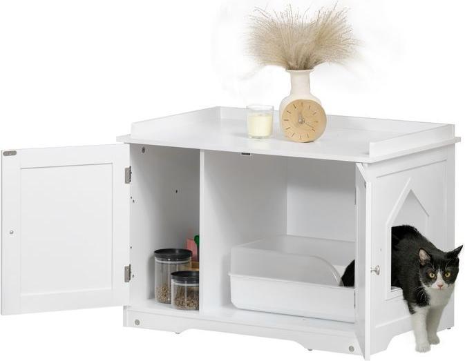 Image du produit PawHut Bac à litière avec portes magnétiques (Bac à litière fermé)