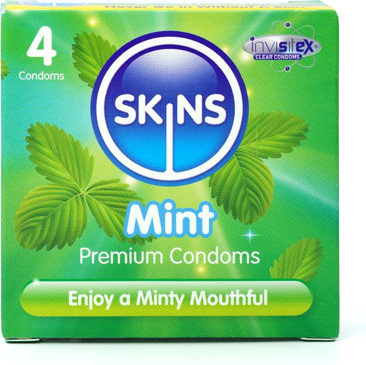 Skins Mint" 4 condooms met fijn muntaroma - zonder latexgeur (4 Pcs.)