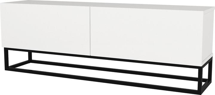 Produktbild En.Casa TV-Lowboard Nolven langes Gestell 135x32x47 cm Weiss (135 x 31.50 x 46.50 cm)