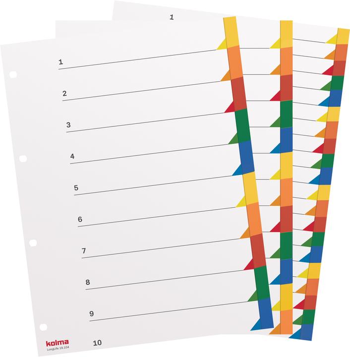 Image du produit Kolma Intercalaire A4 superstrong vierge 20 pièces couleur