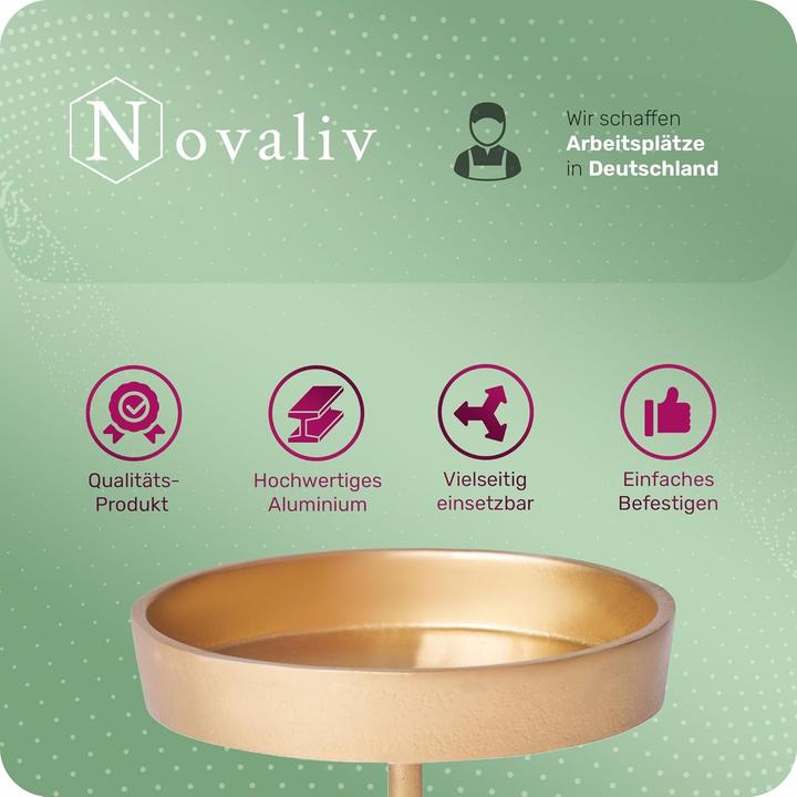 Produktbild Novaliv 12x Kerzenpick flach 10cm GOLD ALUMINIUM Kerzenständer Adventskranzdeko Kerzenhalter