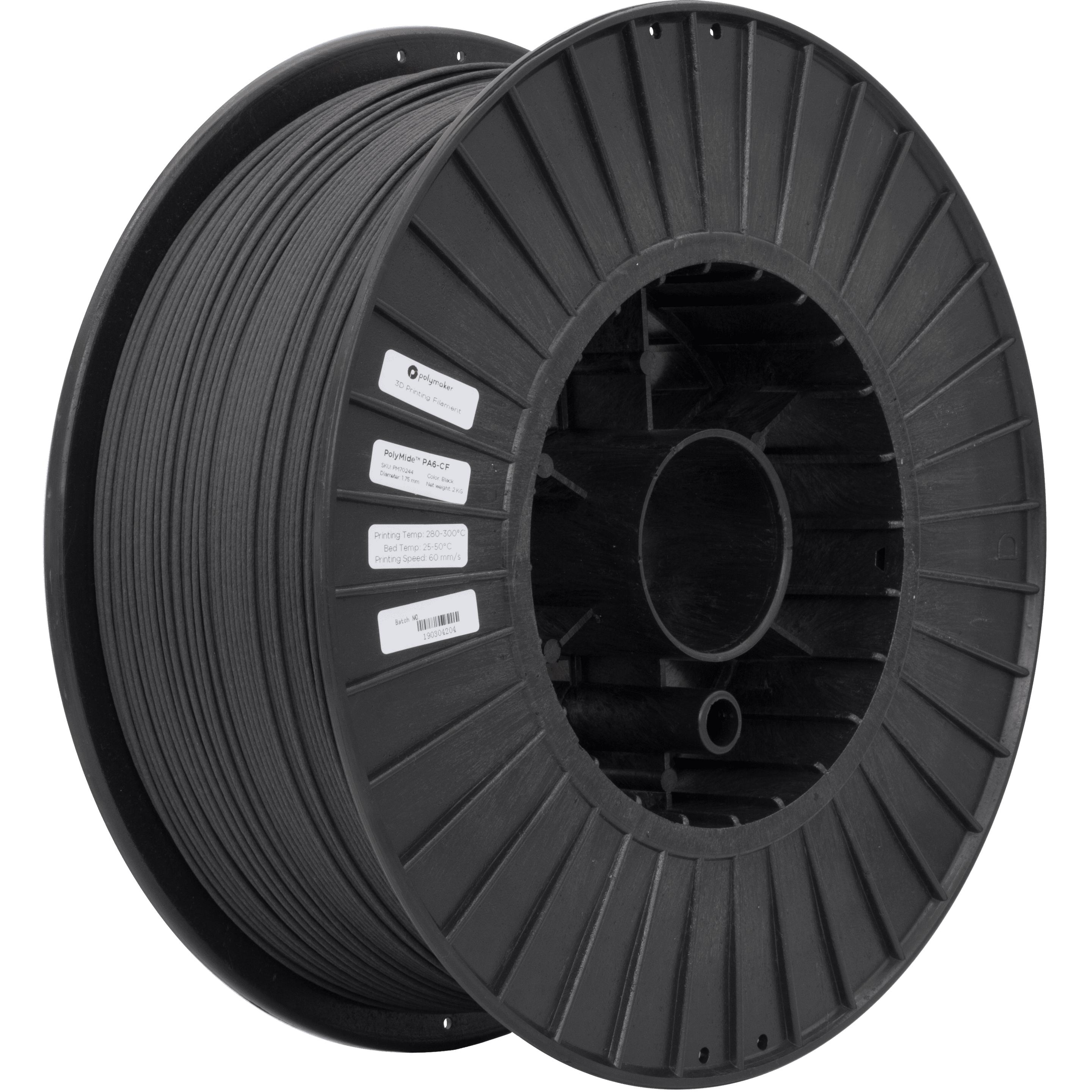 Polymaker PolyMide PA6-CF - Nero - 1.75mm (Nylon, Carbonio, 1.75 mm, 2000 g, Nero), Filamenti stampa 3D, Nero