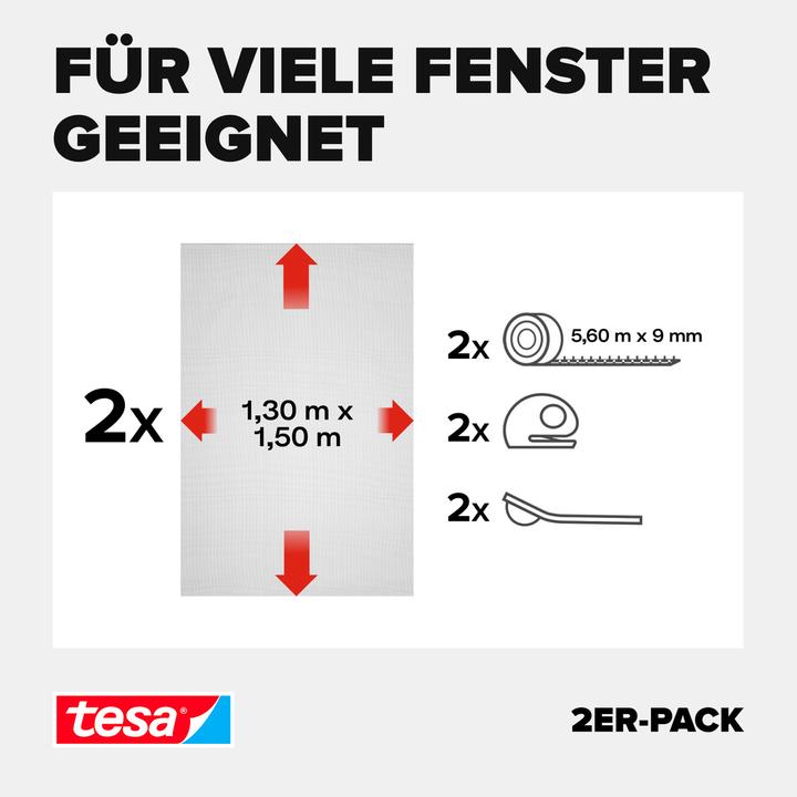 Actual product image tesa 2x COMFORT insect screen for windows, with Velcro tape, self-adhesive, without drilling (130 x 150 cm)