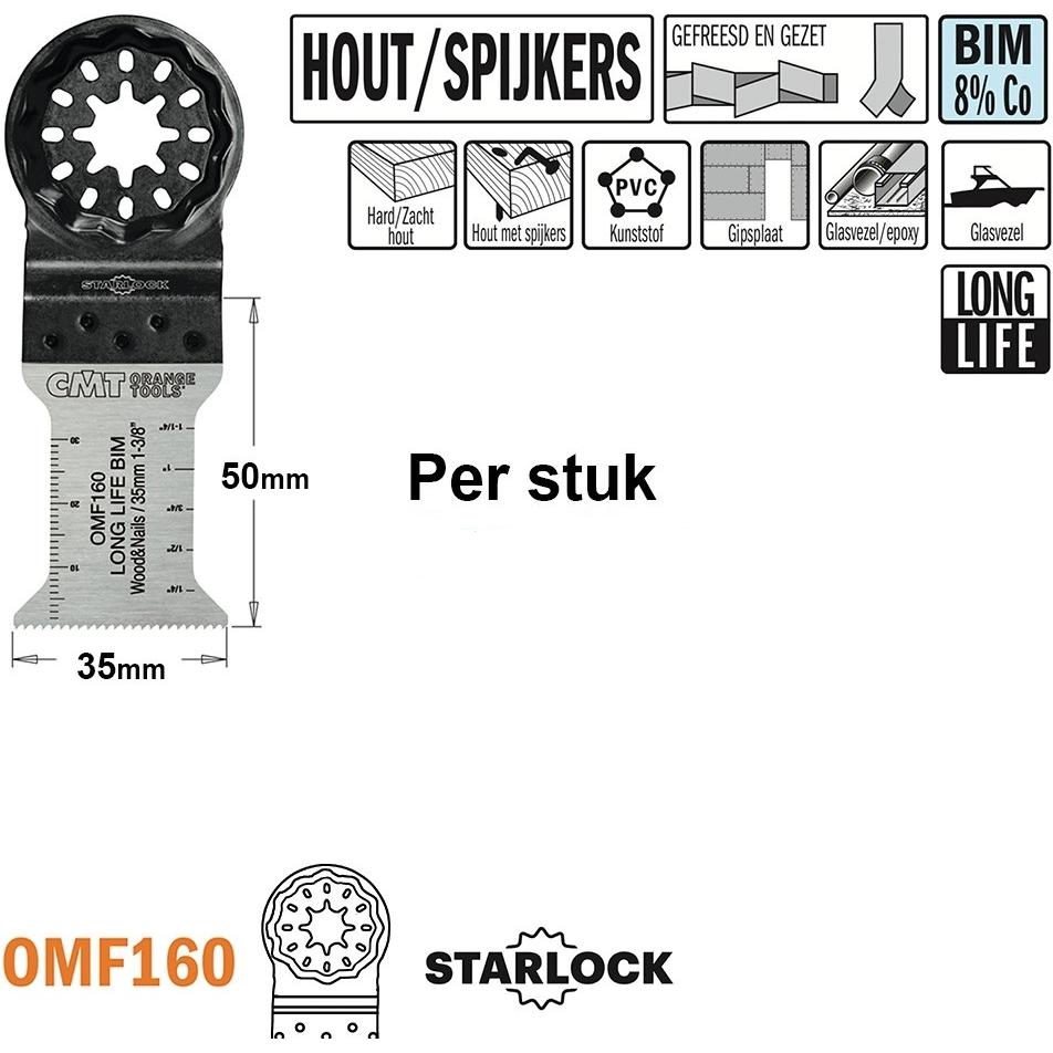 CMT, Lama, OMF160-X1 Multitool Sägeblatt für Holz mit Nägeln 35 mm 1 Stück