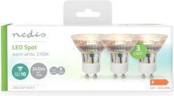 Image du produit Nedis LBGU10P163P3 Lampe LED GU10 Spot 4.5 W 345 lm 2700 K blanc chaud Nombre de lampes dans l'emballage (GU10, 4.50 W, 345 lm, 3 x, F)