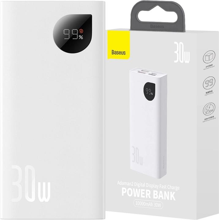 Image du produit Baseus Fast Charge Power Bank Adaman2 10000mAh 30W Blanc (10000 mAh, 30 W, 37 Wh)