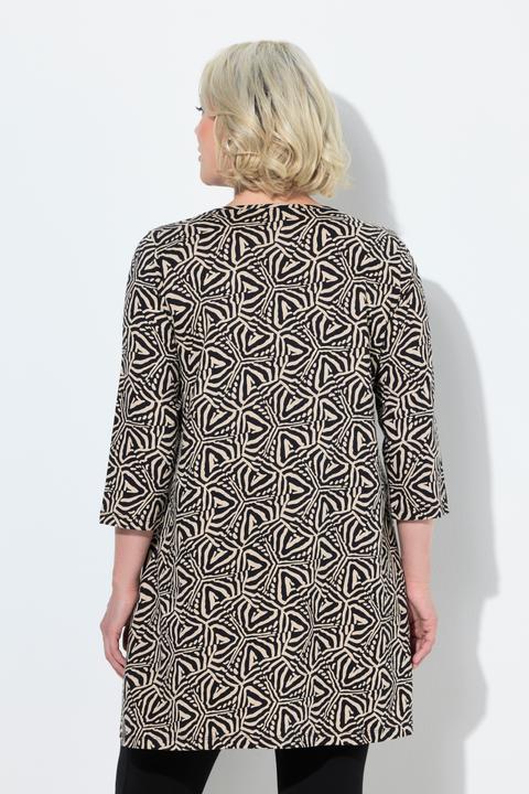 Actual product image Ulla Popken Geometric Print Empire Knit A-Line Tunic (58)