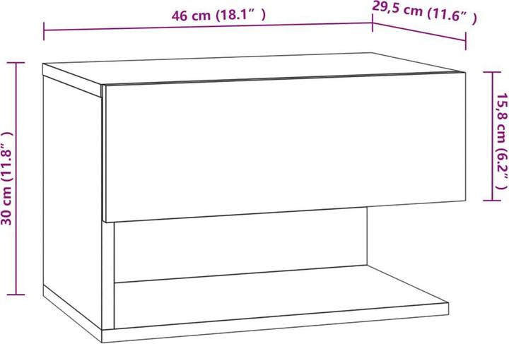 Immagine prodotto vidaXL Wand-Nachttisch (29.50 x 29.50 x 30 cm)
