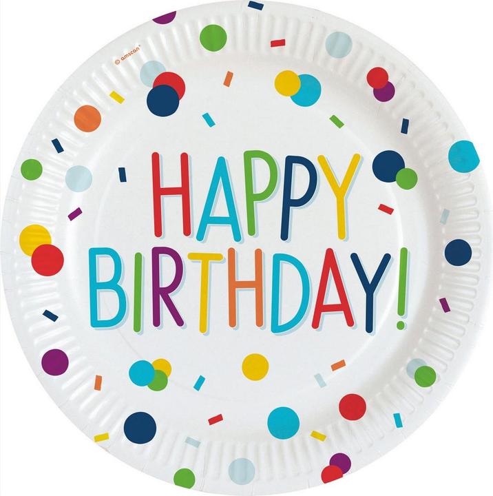 Produktbild Amscan Papier Konfetti Happy Birthday Einwegteller (8er Pack) (8 x)
