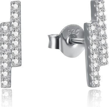 Actual product image Beneto Mini malistic silver earrings with clear zircons AGUP2269 (L)