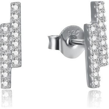 Beneto, Ohrringe, Mini malistic silver earrings with clear zircons AGUP2269 (L)