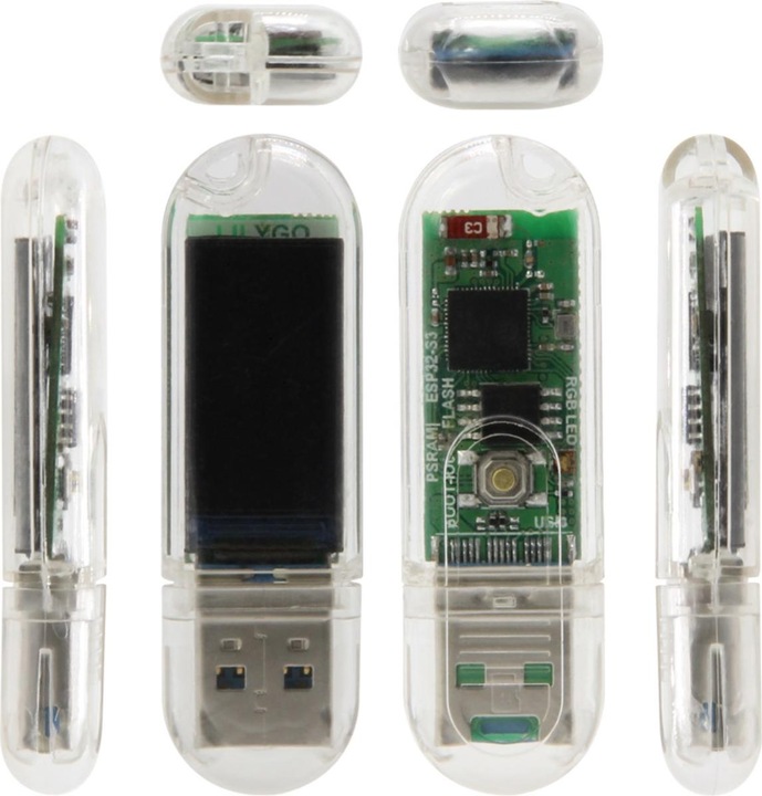 Actual product image Lilygo T-Dongle-S3 ESP32 with USB and display