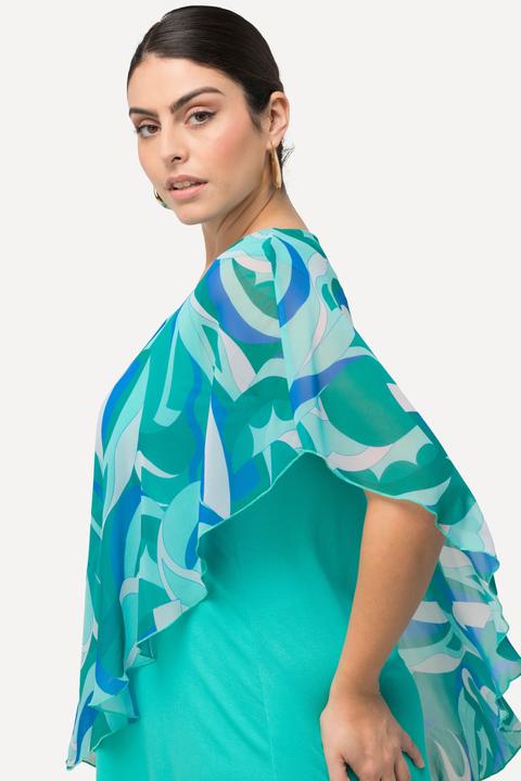 Immagine prodotto Ulla Popken Tunica con mantella in chiffon, scollo a girocollo e mezze maniche (58)