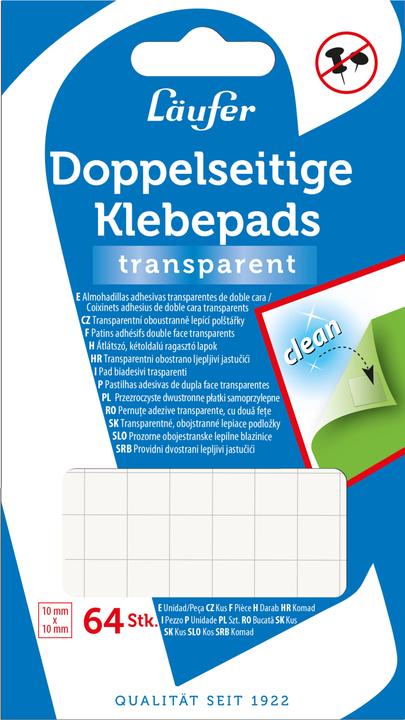Läufer Adhesive pad double-sided, 10 mm x 10 mm, 64 pieces