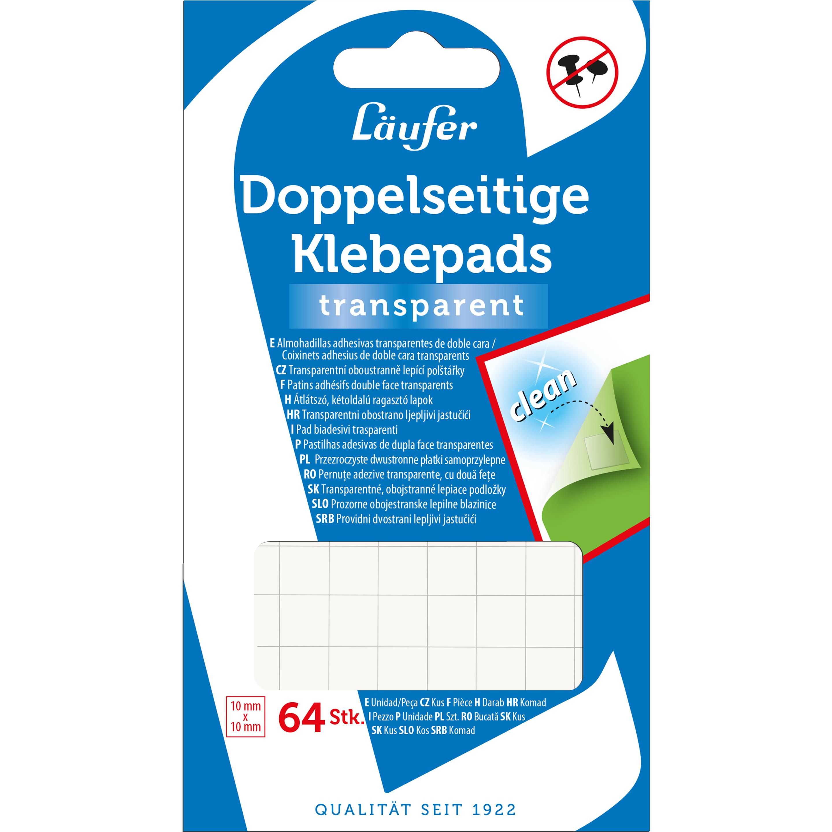Läufer, Fotokleber + Posterkleber, Klebepad Doppelseitig, 10 mm x 10 mm, 64 Stück
