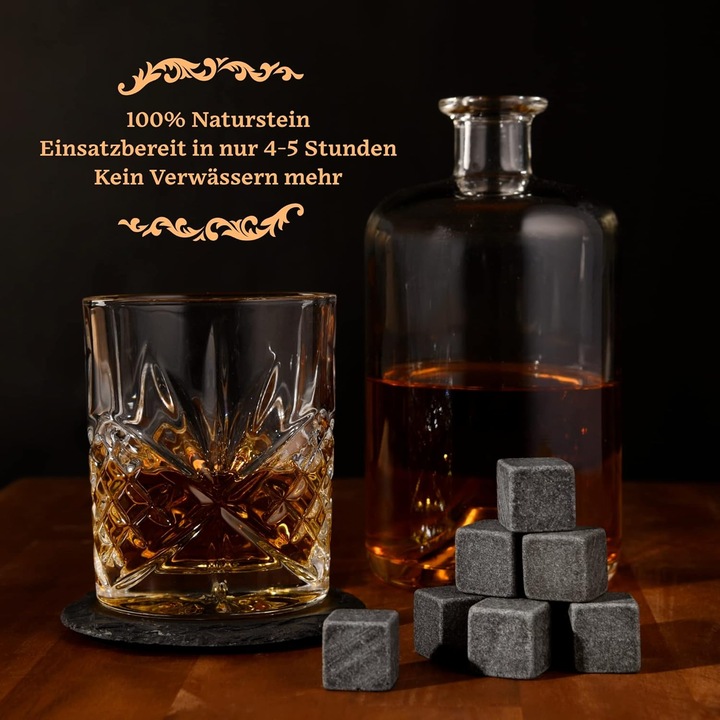 Immagine prodotto Gourmeo 8 pietre di whisky in una scatola di legno L, 2 bicchieri (Pietre di whisky)