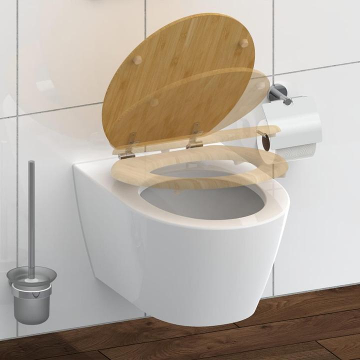 Actual product image Schütte WC seat WC seat NATURAL BAMBOO Bamboo soft-close mechanism 81101-A Brown