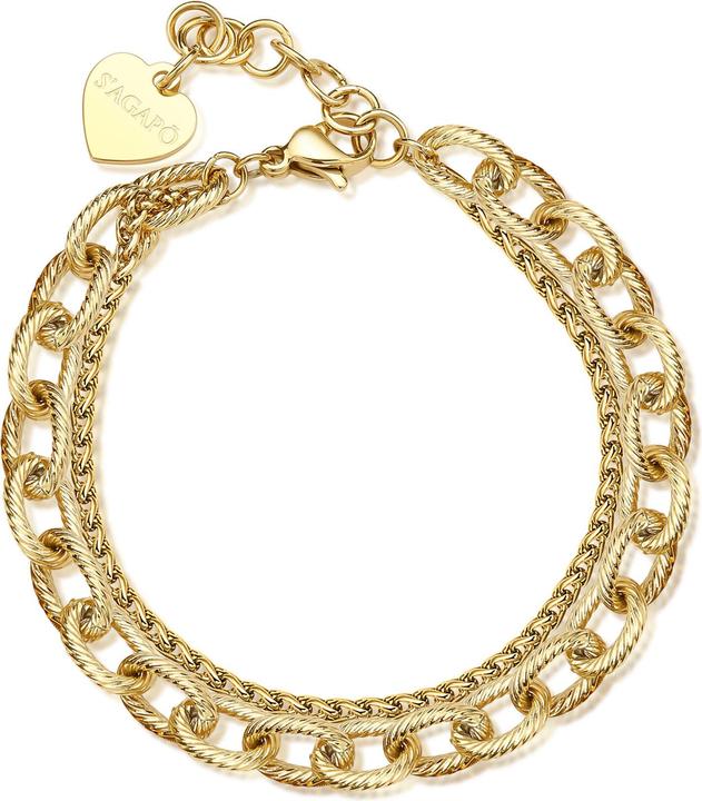 Immagine prodotto Sagapo S'Agapµ - Bracciale moderno doppio e grosso placcato oro SHK66