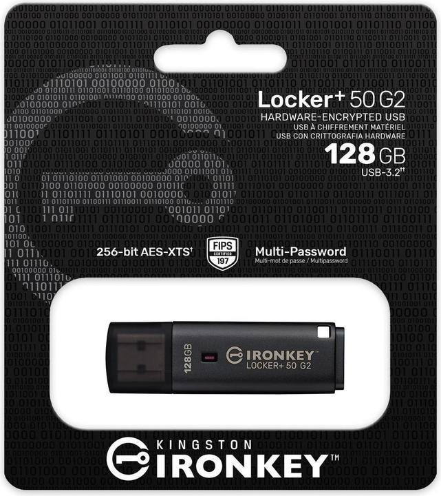 Produktbild Kingston IronKey Locker+ 50 G2/128GB/USB 3.2 Gen 1 (5Gb/s)/USB-A/Černá (128 GB, USB-A)