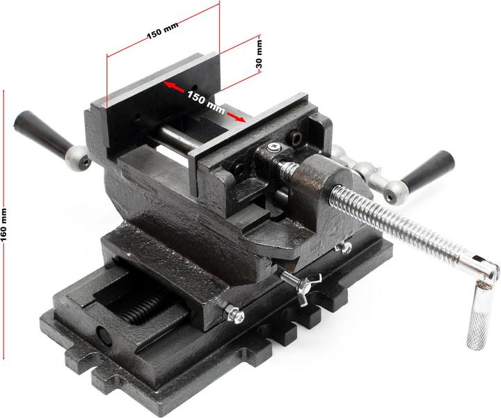 Produktbild Wiltec Maschinenschraubstock 2 Achsen 150mm Schraubstock Kreuztisch Frästisch Werkbank (150 mm)