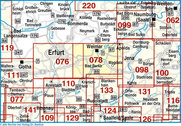 Actual product image Dr Barthel Maps. Weimar,Bad Berka