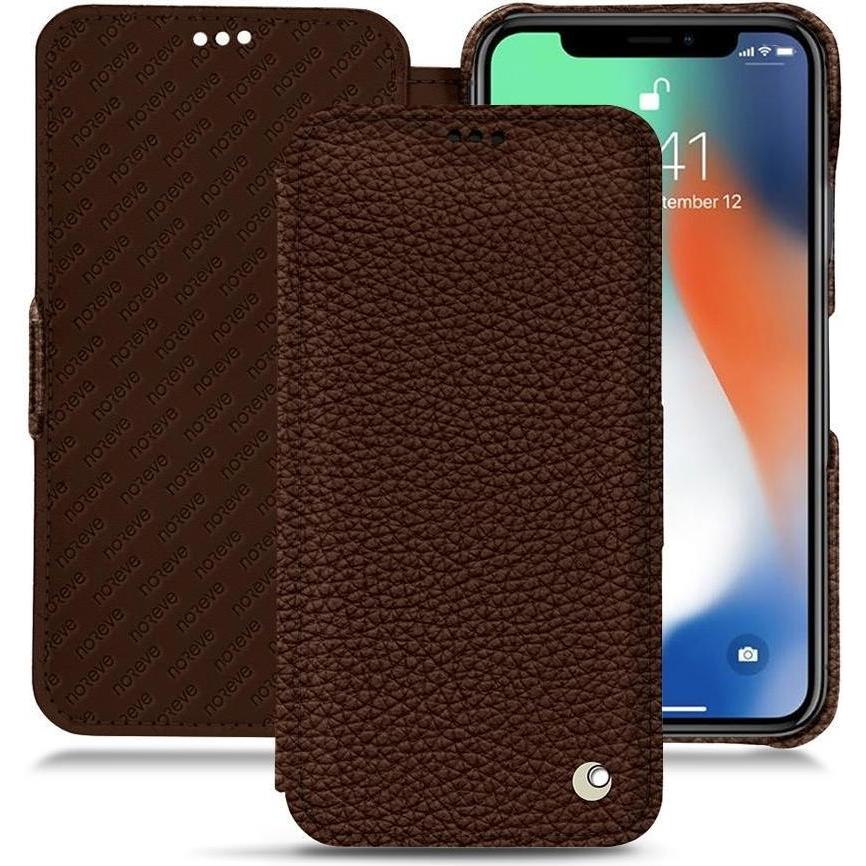 Noreve Lederschutzhülle horizontal (Apple iPhone XR), Smartphone Hülle, Braun
