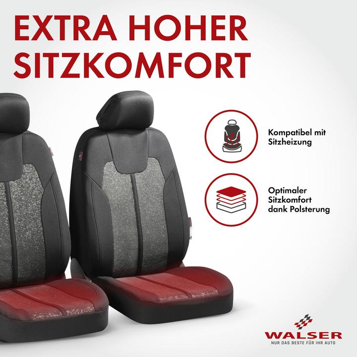 Produktbild Walser Autositzbezug ZIPP-IT Corso, PKW-Schonbezüge für 2 Vordersitze mit Reiverschluss-System schwarz/sil