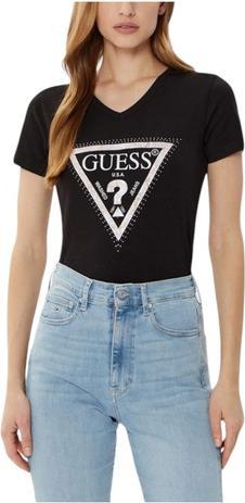 Guess Damen T-Shirt Vn Python Triangl Schwarz (M)