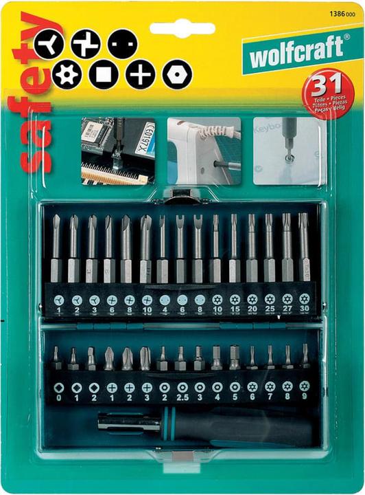 Produktbild wolfcraft 1 Kombi-Sicherheitsbit-Box Solid 31-tlg. (Innensechsrund TX)